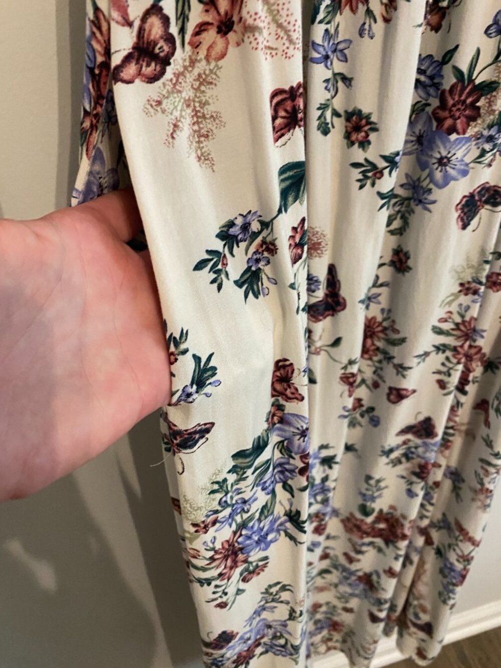 I Joah Maxi Dress w/ Cinched Top and Front Tie, Large, White/Floral - Picture 3 of 5